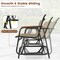 Costway Patio Glider Bench for 3, Swing Gliding Long Seat with Curved Teak Armrests Gray